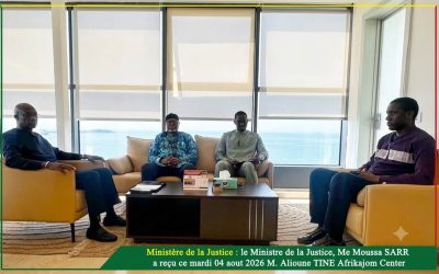 Le Ministre de la Justice Me Moussa SARR reçoit une délégation d&rsquo;Africajom Center